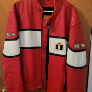 ICON Neo-Daytona Leather Motorcycle Jacket Size 46